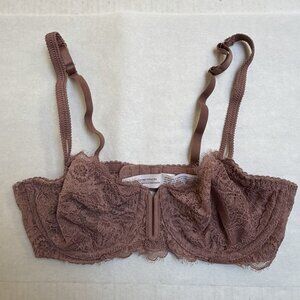 Auden Black Lace Balconette Underwire Bra Size 34B Unlined Full Coverage Floral